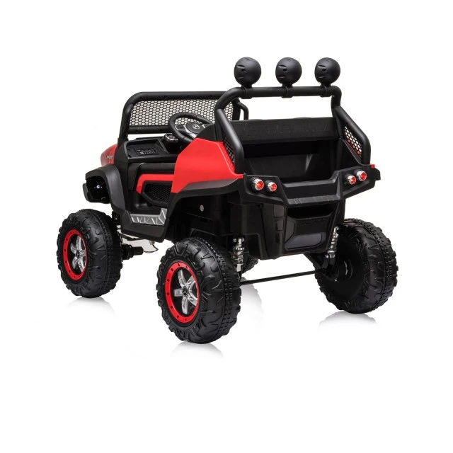 Battery operated OffRoad Mercedes UNIMOG red, leather seat, EVA wheels