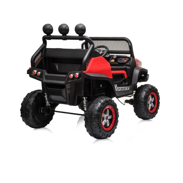 Battery operated OffRoad Mercedes UNIMOG red, leather seat, EVA wheels