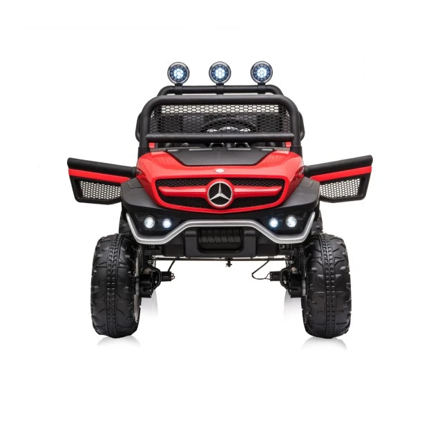 Battery operated OffRoad Mercedes UNIMOG red, leather seat, EVA wheels