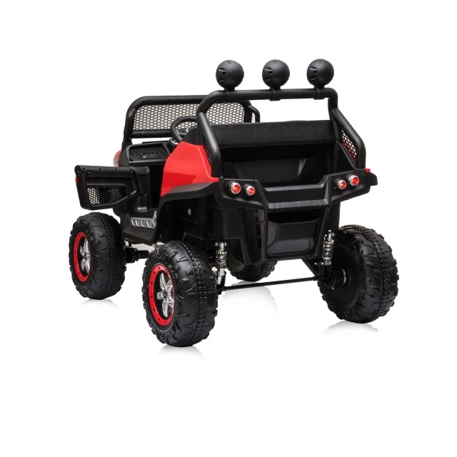 Battery operated OffRoad Mercedes UNIMOG red, leather seat, EVA wheels