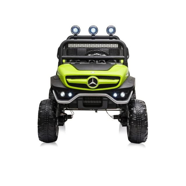 Акумулаторен джип Mercedes UNIMOG зелен EVA,кожена