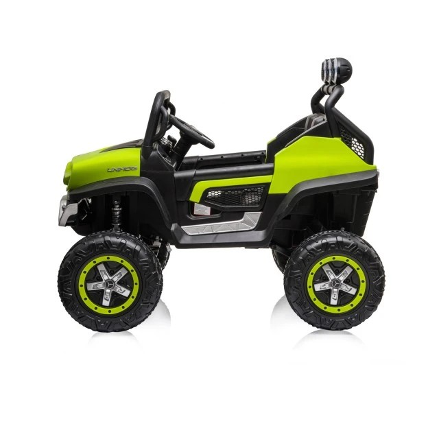Акумулаторен джип Mercedes UNIMOG зелен EVA,кожена