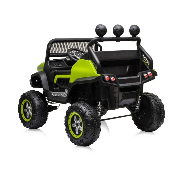 Акумулаторен джип Mercedes UNIMOG зелен EVA,кожена