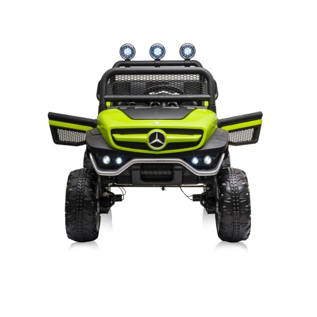 Акумулаторен джип Mercedes UNIMOG зелен EVA,кожена