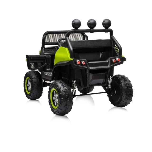 Акумулаторен джип Mercedes UNIMOG зелен EVA,кожена