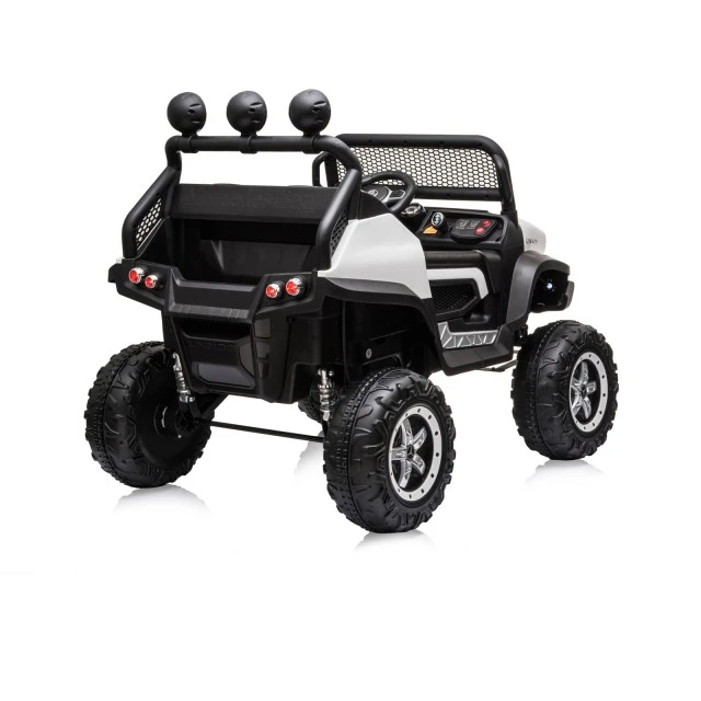 Акумулаторен джип Mercedes UNIMOG бял EVA, кожена