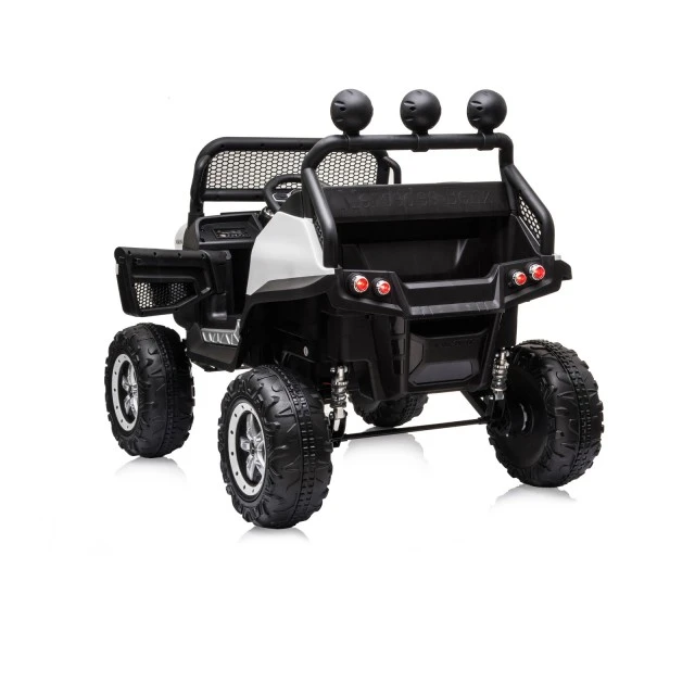 Акумулаторен джип Mercedes UNIMOG бял EVA, кожена