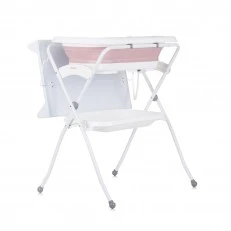 Bath tub with bath stand and changing mat "Fiore" pink