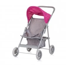 Doll stroller "Alice" grey/pink linen