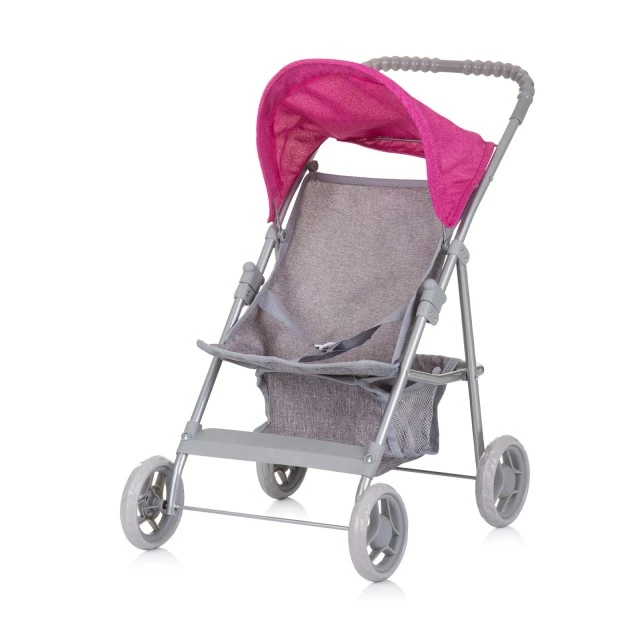 Doll stroller Alice grey/pink linen