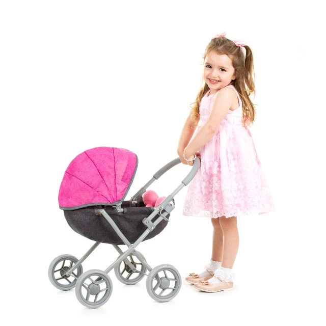 Doll stroller Daisy grey/pink linen