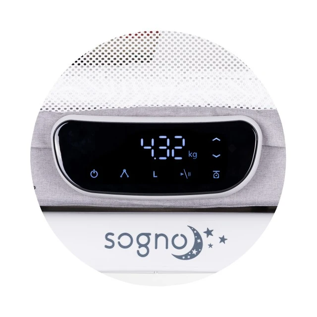 Кошара-люлка с LED дисплей Sogno сива