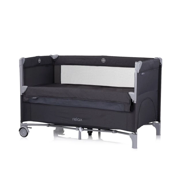 Cot with drop side Relax anthracite linen