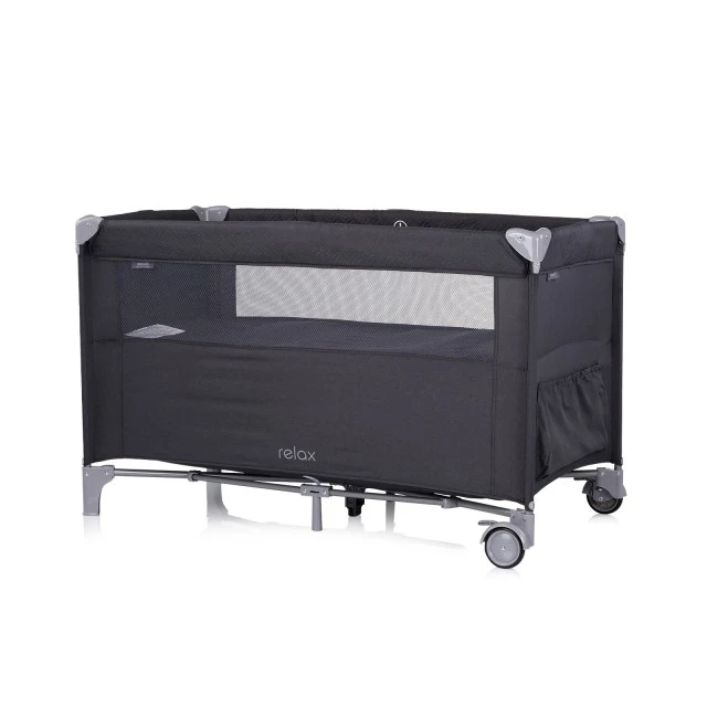 Cot with drop side Relax anthracite linen