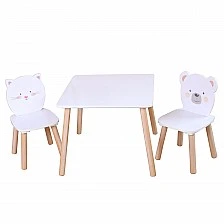 Table and two chairs set MDF bear and cat