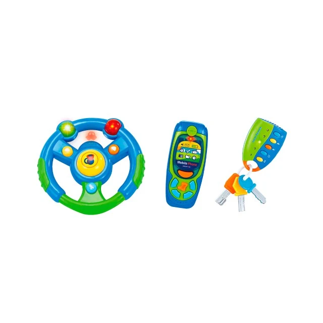 Toy steering wheel with remote control and key