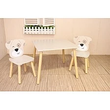 Set of table with two chairs MDF puppies