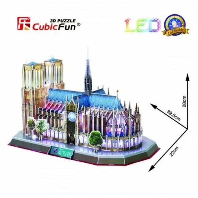 Notre Dame - 3D Пъзел с LED светлини