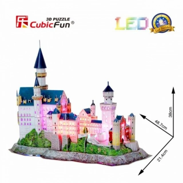 Neuschwanstein Castle - 3D Пъзел с LED