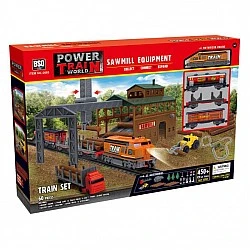 POWER TRAIN A freight train with a sawmill