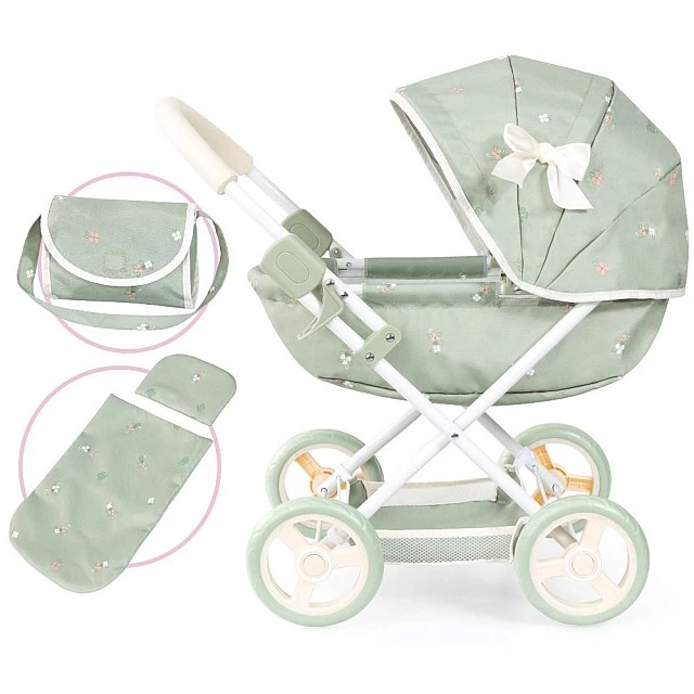 BAYER Doll stroller COSY with bag, blanket and pillow green