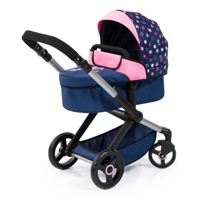 BAYER XEO doll stroller, transforming, with bag, blue-pink