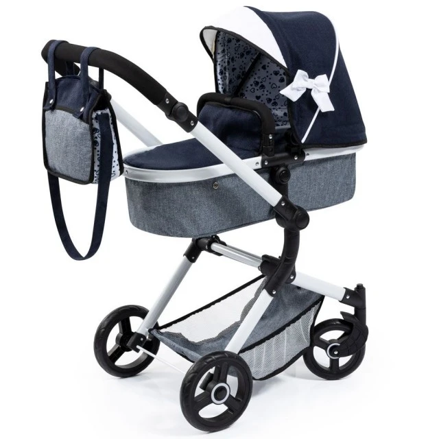 BAYER NEO VARIO transforming doll stroller with bag gray/blue