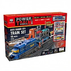 POWER TRAIN Freight train with car carrier wagon 68 pcs.