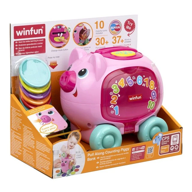 WINFUN pull-along piggy bank