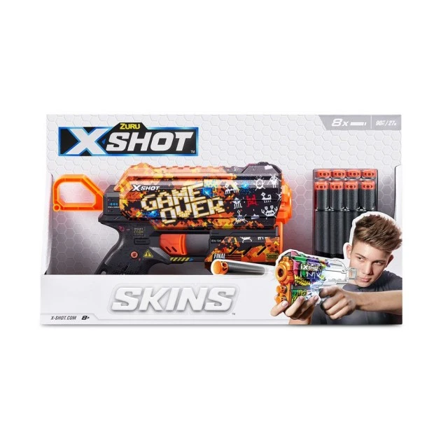 X Shot SKINS blaster with 8 foam darts Flux