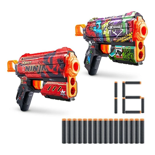 X Shot SKINS Two blasters with 16 soft Flux arrows