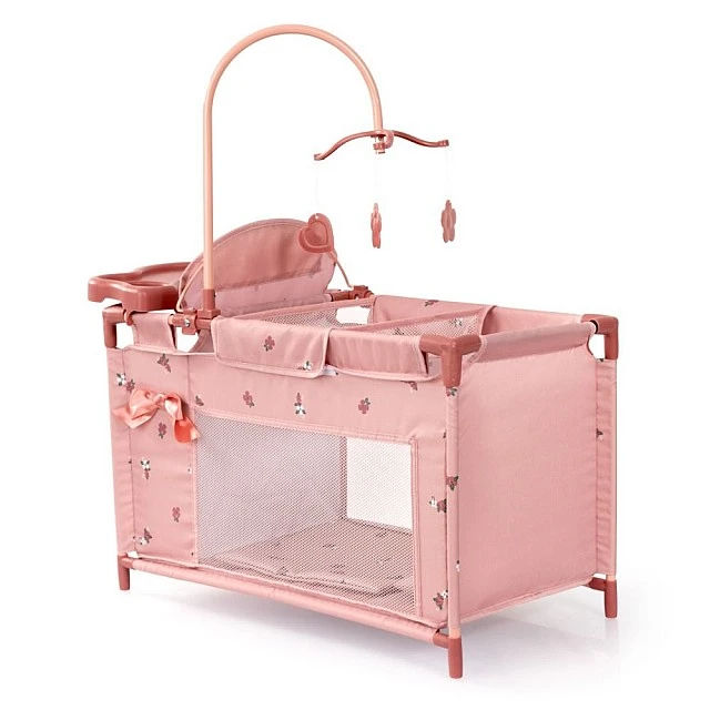 BAYER Doll Playpen with High Chair and Carousel Pink