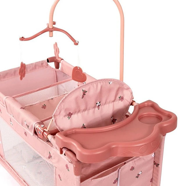 BAYER Doll Playpen with High Chair and Carousel Pink