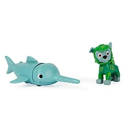 PAW PATROL Aqua Pups Figure Rocky with underwater friend Sawfish