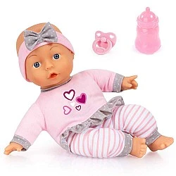 Bayer Soft body doll 30 cm. My First Baby with gray ribbon