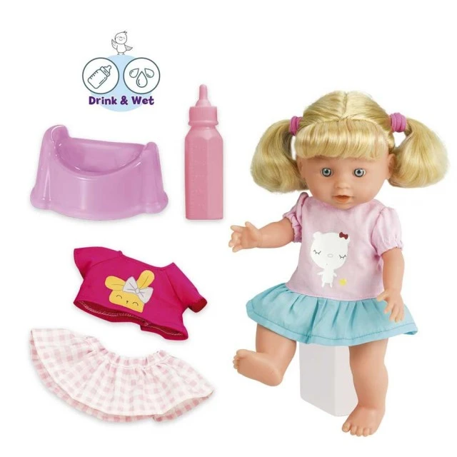 LT Le Petit Bebe peeing doll with potty and clothes