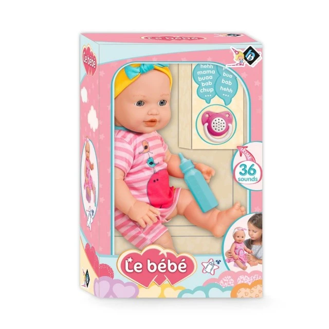 LT Le Bebe doll 40 cm with bottle and magic pacifier with 36 sounds