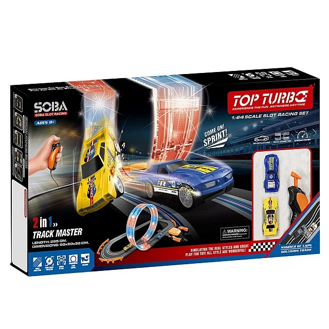 SOBA Top Turbo Състезателна Писта с Лупинг Светеща 2 Коли 1:64 295см.