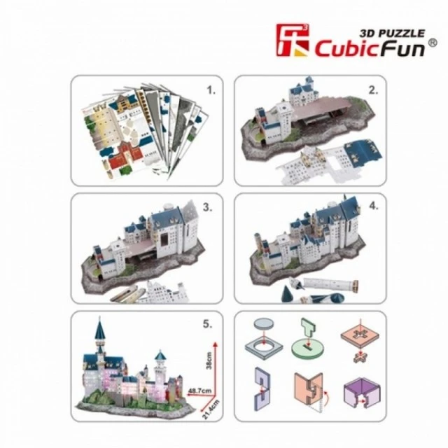 Neuschwanstein Castle - 3D Пъзел с LED