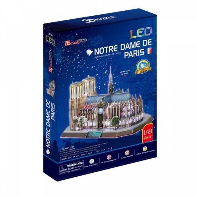Notre Dame - 3D Пъзел с LED светлини