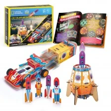 CubicFun 3D Puzzle National Geographic STEM 2-in-1 Rocket and Racing Car