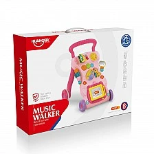 Huanger Musical Walker with Drawing Board Pink