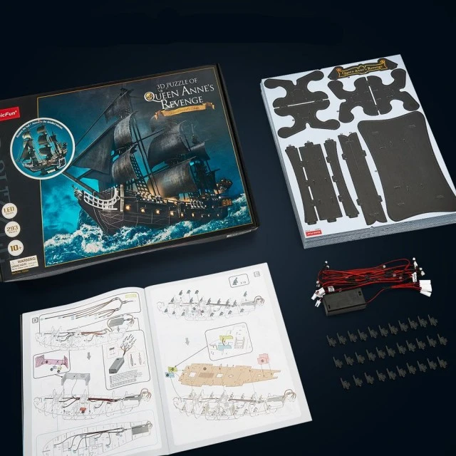 CubicFun Пъзел 3D Queen Anne’s Revenge 293ч. с LED светлини