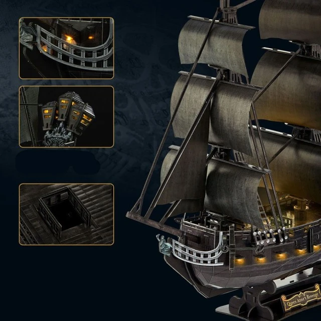 CubicFun Пъзел 3D Queen Anne’s Revenge 293ч. с LED светлини