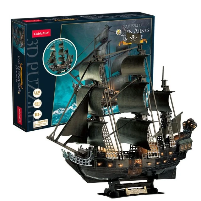 CubicFun Пъзел 3D Queen Anne’s Revenge 293ч. с LED светлини