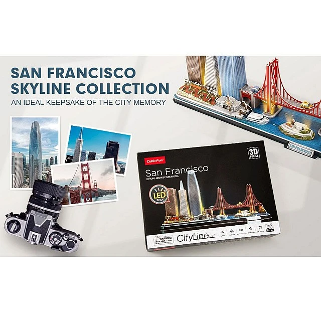 CubicFun Пъзел 3D Cityline San Francisco 90ч. с LED светлини