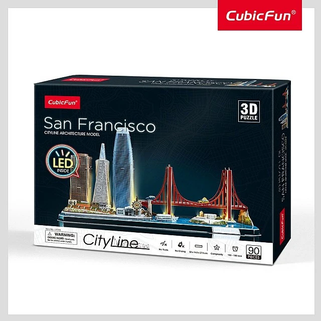 CubicFun Пъзел 3D Cityline San Francisco 90ч. с LED светлини