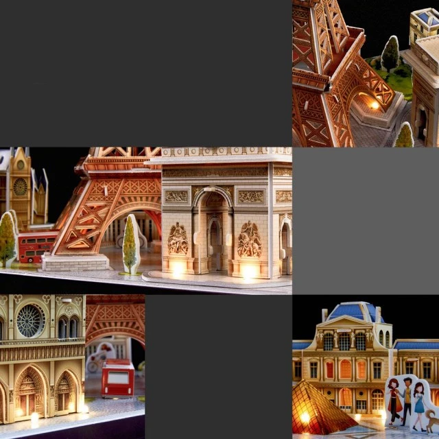 CubicFun Пъзел 3D City Line Paris 115ч. с LED светлини