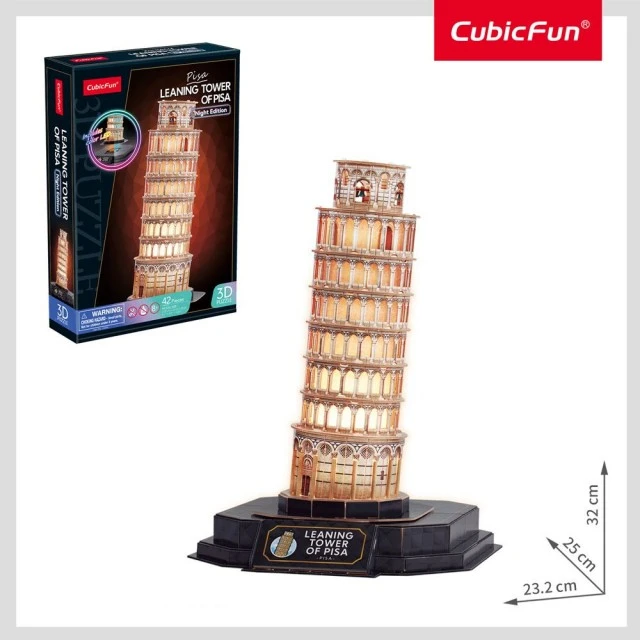 CubicFun 3D Puzzle Leaning Tower of Pisa Night Edition with LED lights