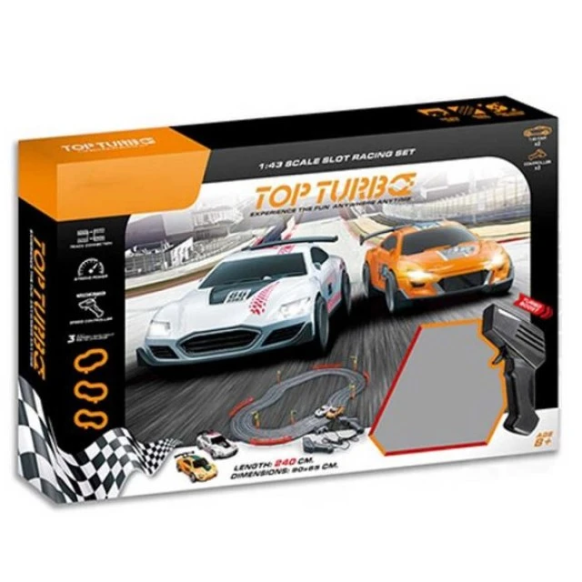 SOBA Slot Top Turbo Race Track 2 Cars and 2 Controllers 1:43 240cm.